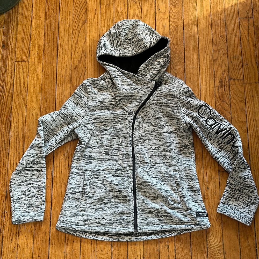 Calvin Klein Performance Heathered Gray Hooded Jacket SIZE XL